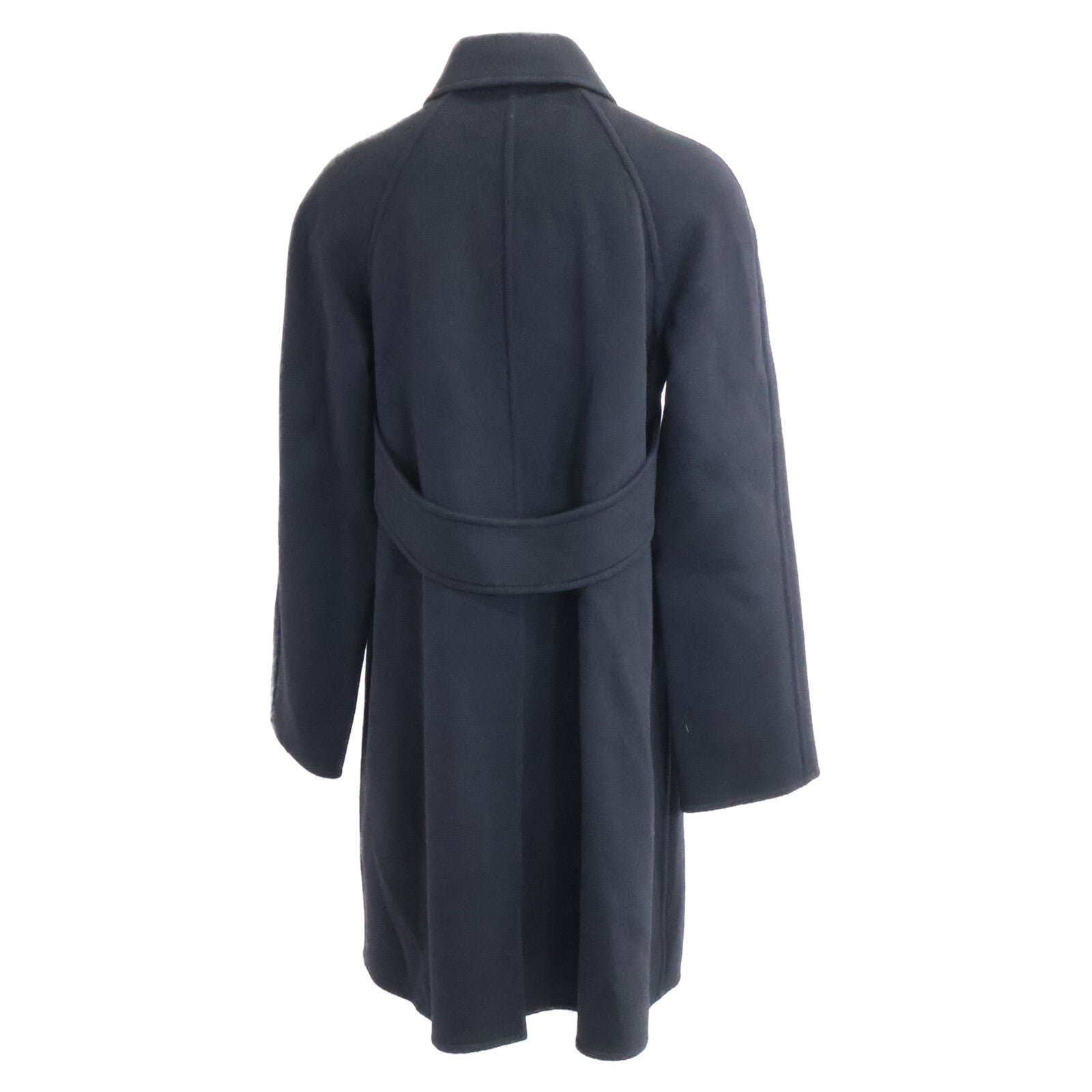 HERMES エルメス Excellent Condition Domestic Authentic Cashmere Belted Stand-Collar Coat Coat