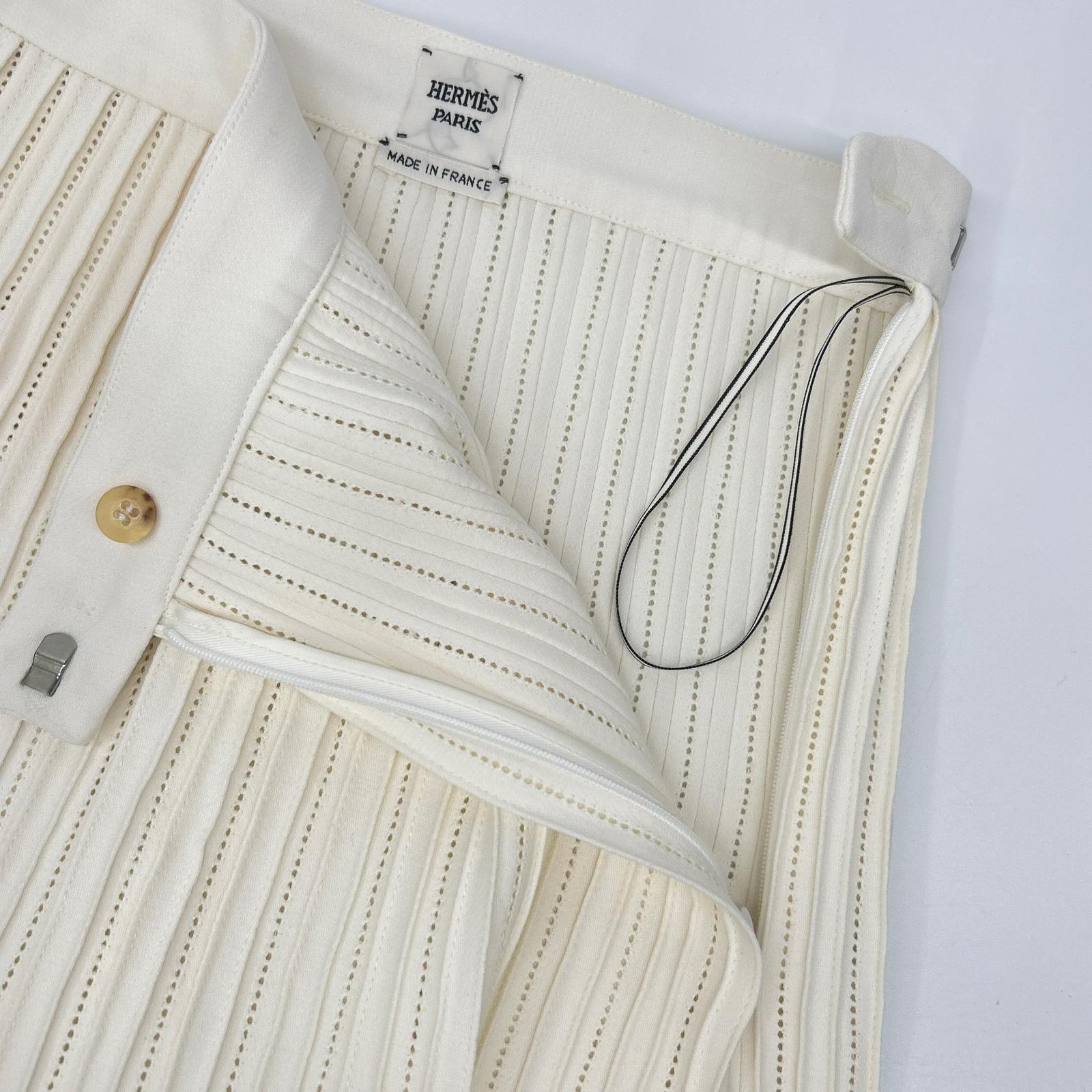 HERMES エルメス 2H0317DI シルク混 ロングスカート スカート