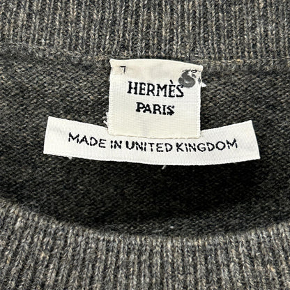 HERMES エルメス ルメール期 グレー カシミヤ 半袖ニット トップス