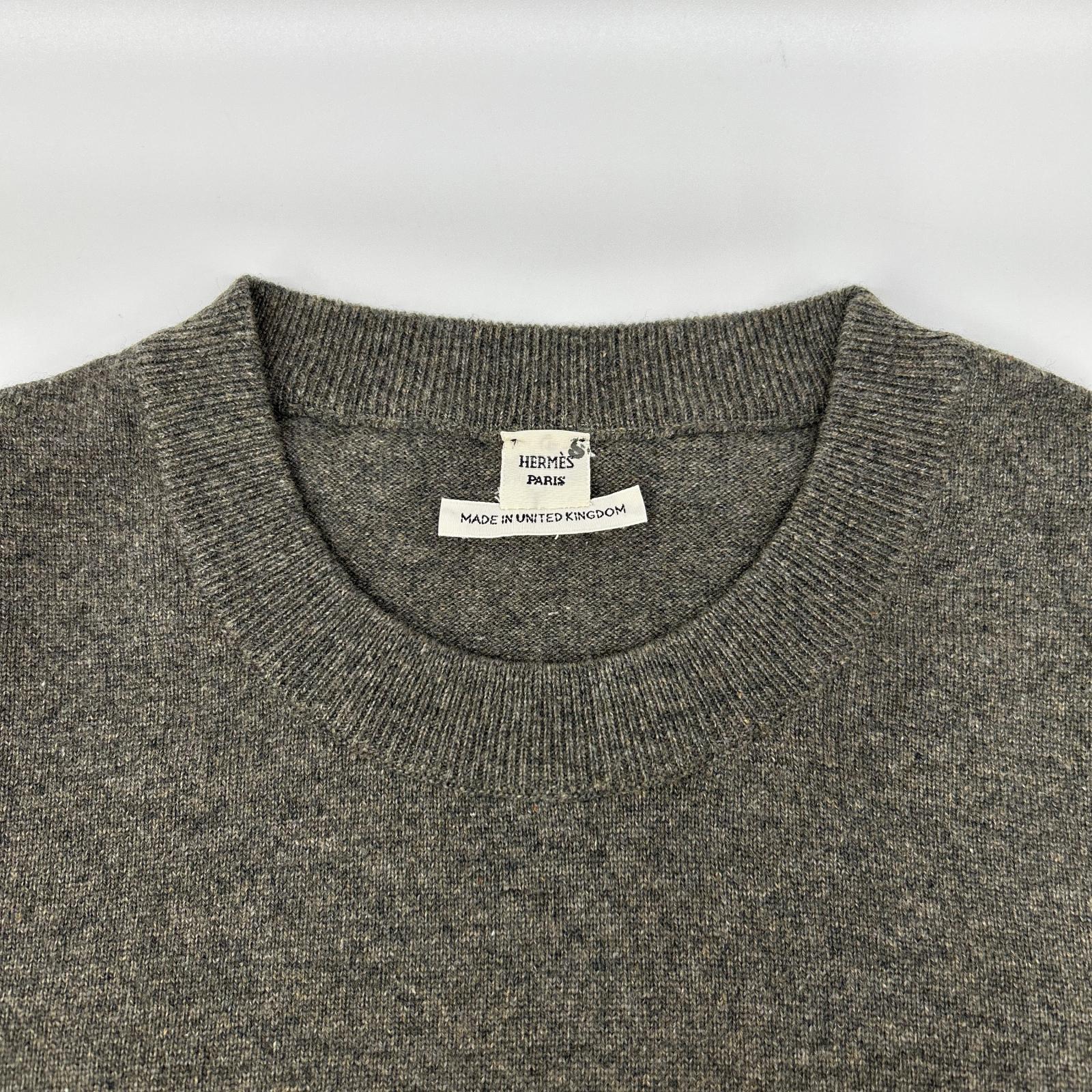 HERMES エルメス ルメール期 グレー カシミヤ 半袖ニット トップス
