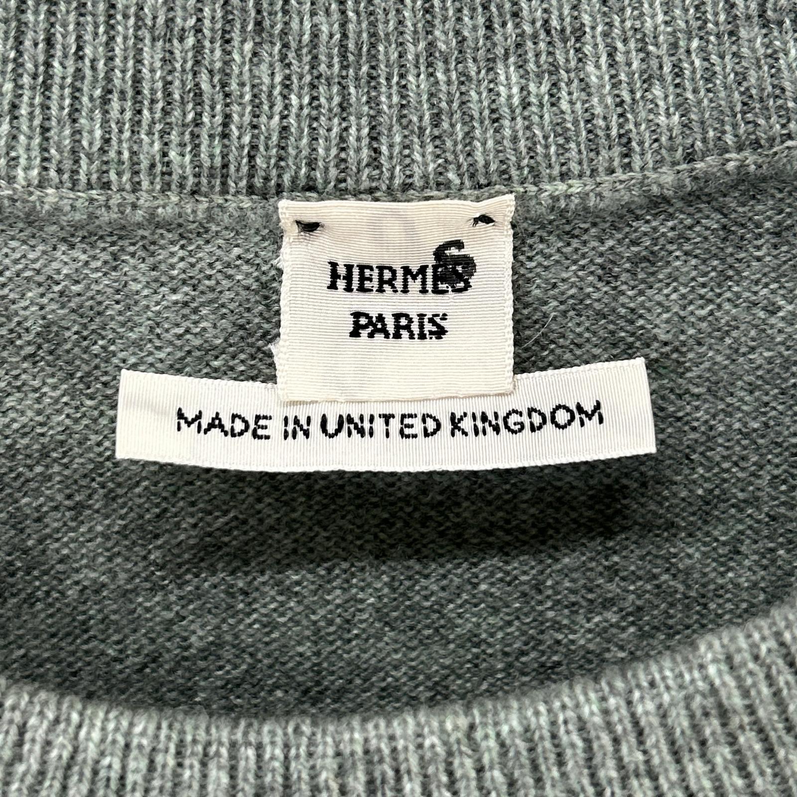 HERMES エルメス ルメール期 グリーン カシミヤ 半袖ニット トップス