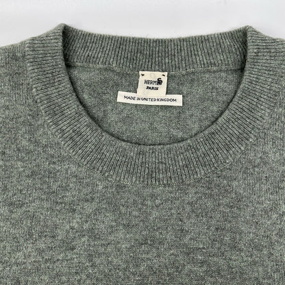 HERMES エルメス ルメール期 グリーン カシミヤ 半袖ニット トップス