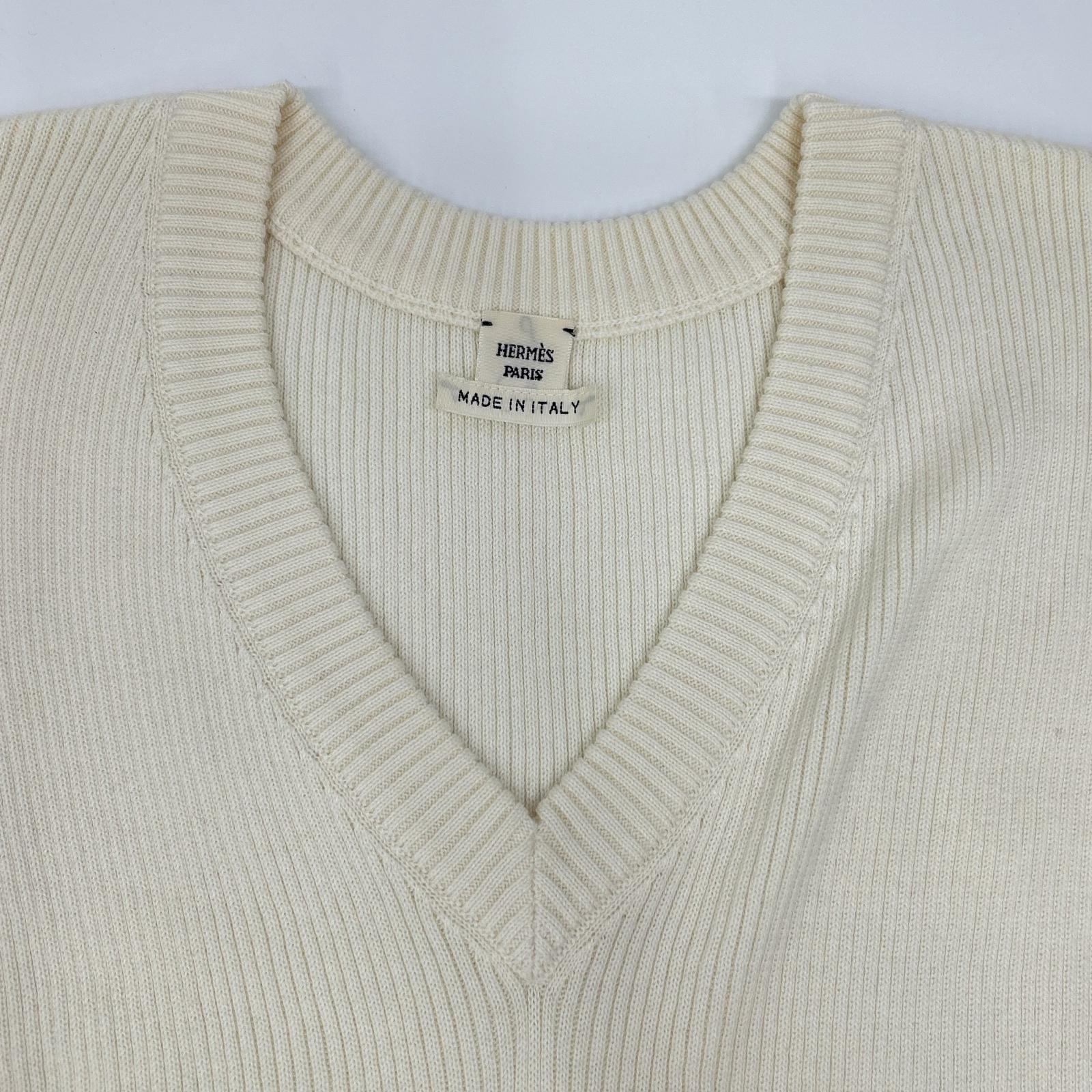 HERMES エルメス ルメール期 シルク混 Vネック ノースリーブ ニット/ベスト トップス