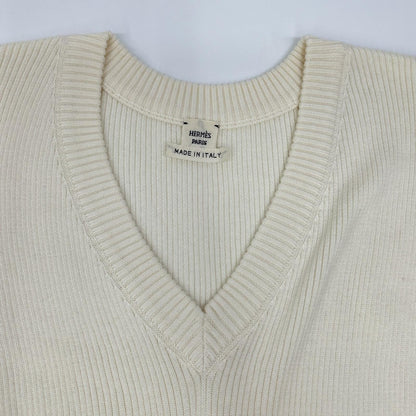 HERMES エルメス ルメール期 シルク混 Vネック ノースリーブ ニット/ベスト トップス