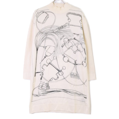 HERMES エルメス 美品 ルメール期 シルク切替 シルクカシミヤニット ワンピース