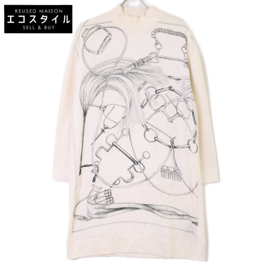 HERMES エルメス 美品 ルメール期 シルク切替 シルクカシミヤニット ワンピース