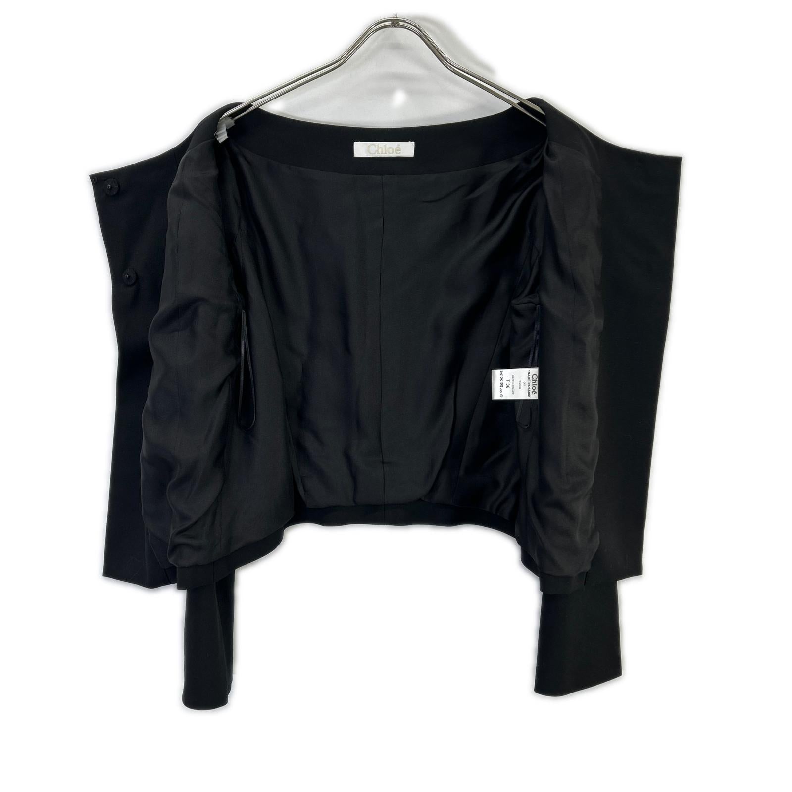 Chloe クロエ 19AVE39-9A061 ブラック バックリボン ノーカラージャケット ジャケット
