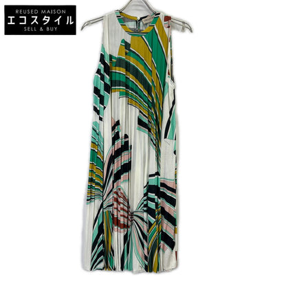 EMILIO PUCCI エミリオプッチ 71RI51 プッチ柄 マルチカラー ノースリーブプリーツフレアーワンピース ワンピース