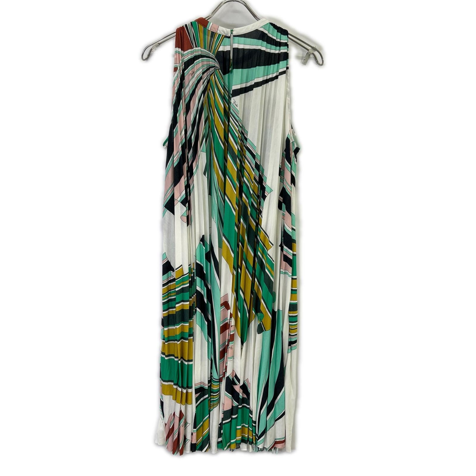 EMILIO PUCCI エミリオプッチ 71RI51 プッチ柄 マルチカラー ノースリーブプリーツフレアーワンピース ワンピース