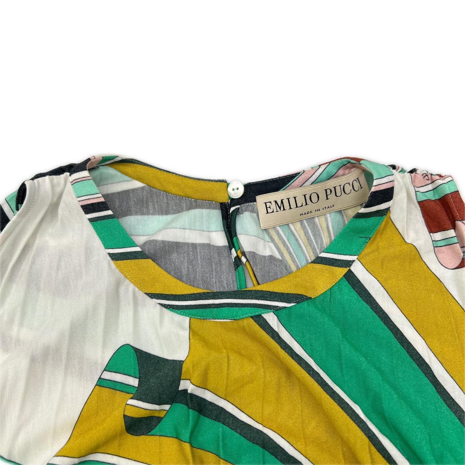 EMILIO PUCCI エミリオプッチ 71RI51 プッチ柄 マルチカラー ノースリーブプリーツフレアーワンピース ワンピース