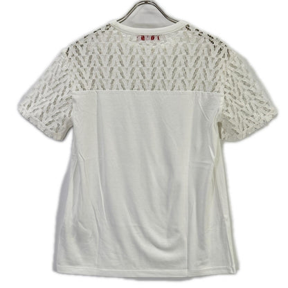 VALENTINO ヴァレンティノ XB3MG17A740 ホワイト カットアウト クルーネック Tシャツ トップス