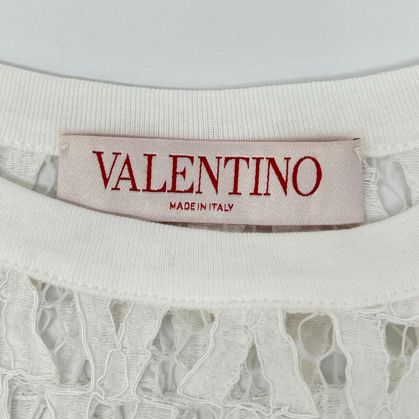 VALENTINO ヴァレンティノ XB3MG17A740 ホワイト カットアウト クルーネック Tシャツ トップス