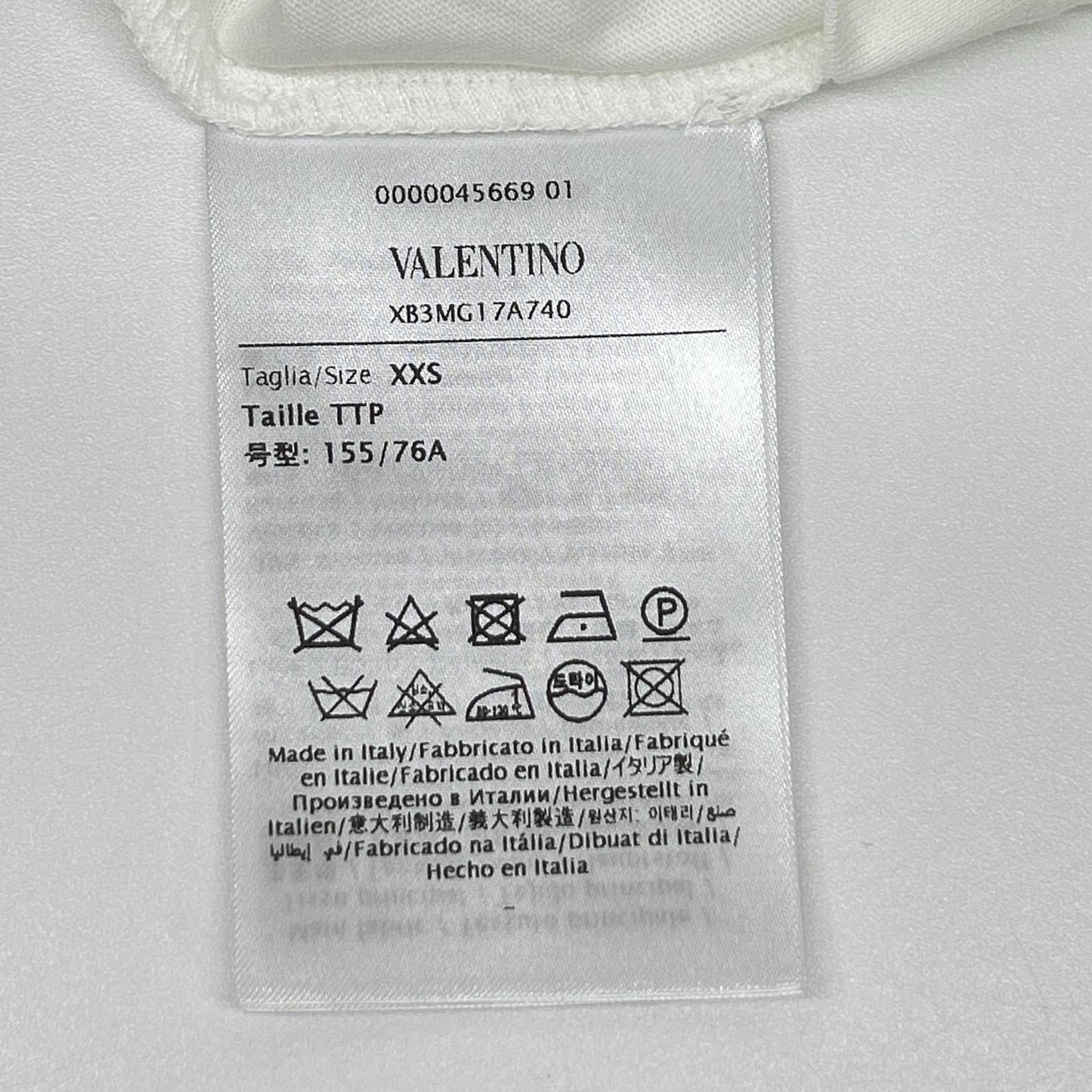 VALENTINO ヴァレンティノ XB3MG17A740 ホワイト カットアウト クルーネック Tシャツ トップス