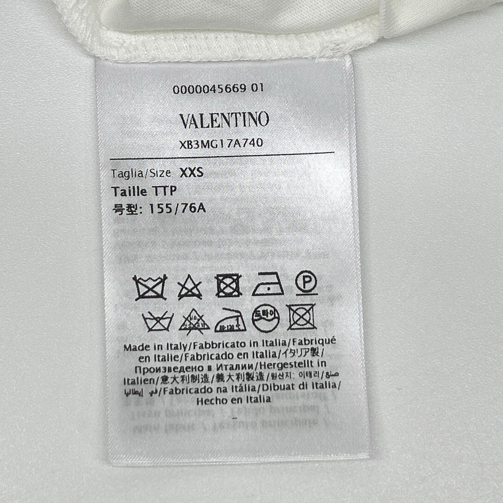 VALENTINO ヴァレンティノ XB3MG17A740 ホワイト カットアウト クルーネック Tシャツ トップス