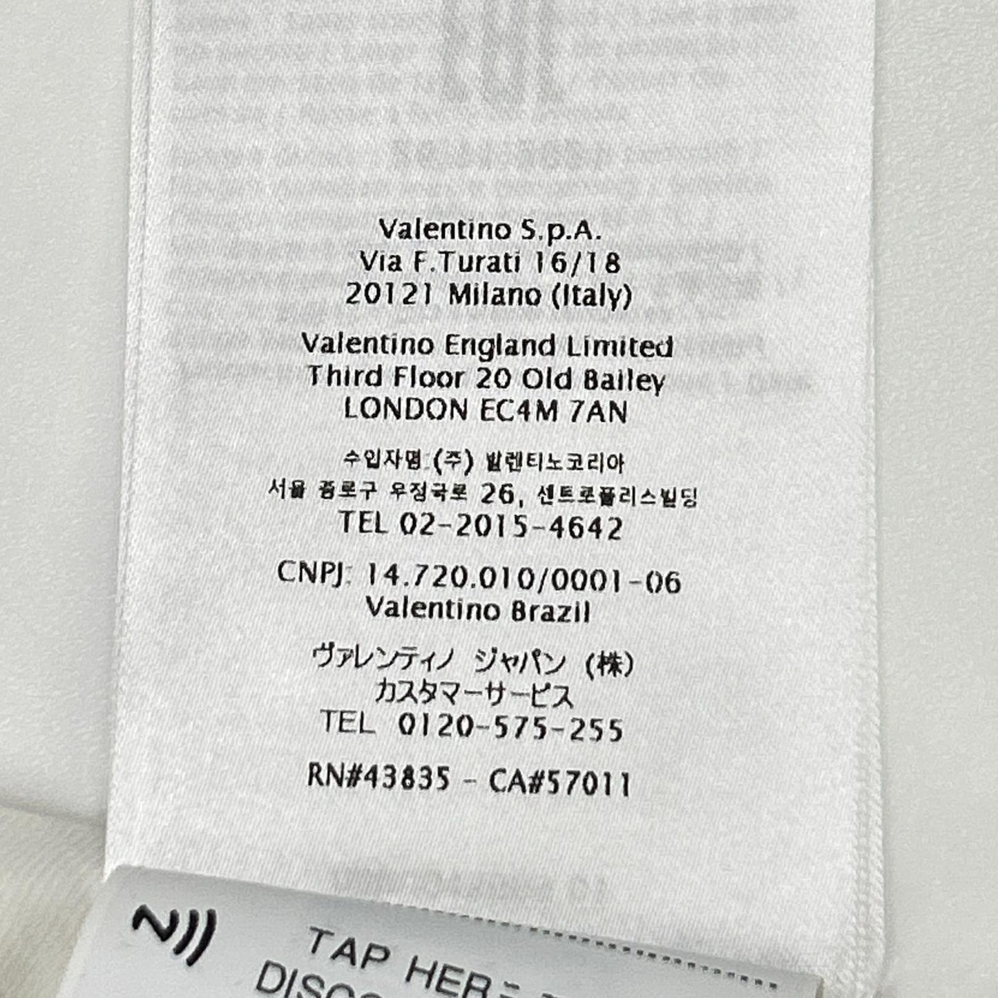 VALENTINO ヴァレンティノ XB3MG17A740 ホワイト カットアウト クルーネック Tシャツ トップス