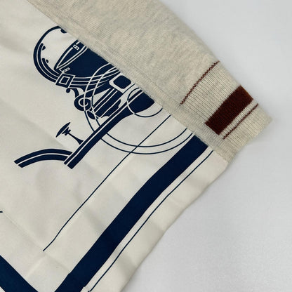 HERMES HERMES silk scarf-pattern panels cashmere vest top