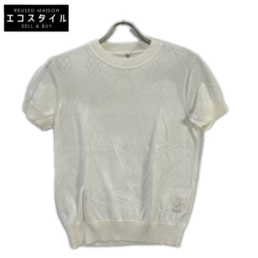 HERMES HERMES 2E2622DA White H Lift short-sleeve knit top