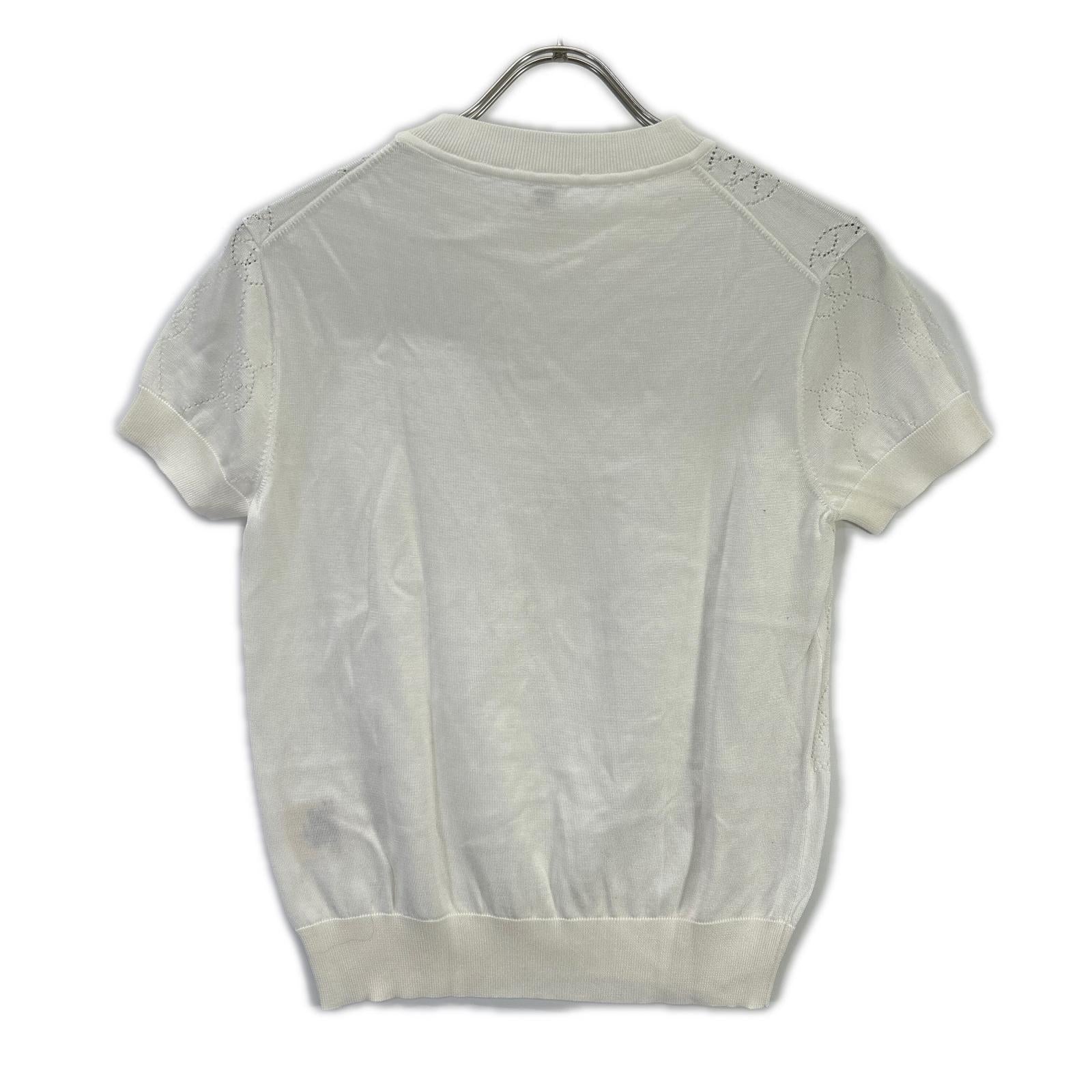 HERMES HERMES 2E2622DA White H Lift short-sleeve knit top