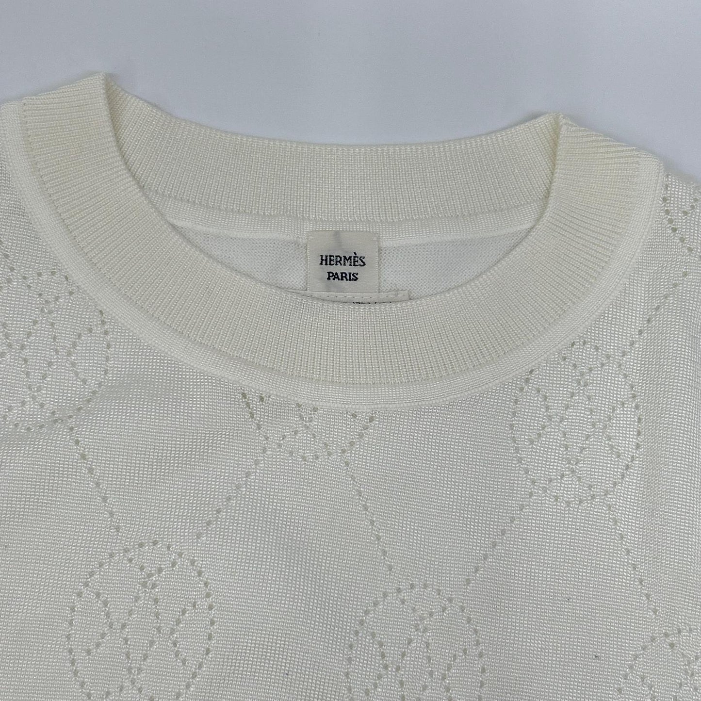 HERMES エルメス 2E2622DA ホワイト Hリフト 半袖ニット トップス