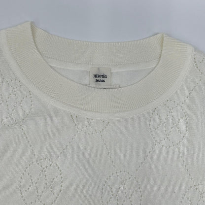 HERMES エルメス 2E2622DA ホワイト Hリフト 半袖ニット トップス