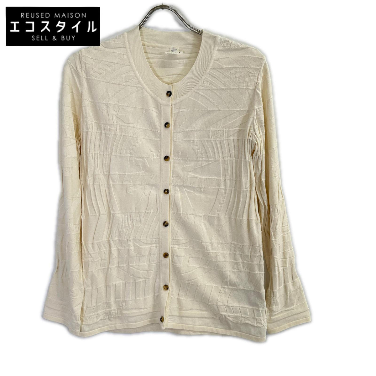 HERMES Off-white silk-blend cardigan Tops