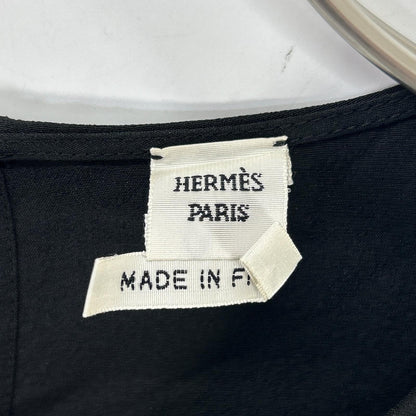 HERMES エルメス ブラック シルク ノースリーブ ブラウス トップス