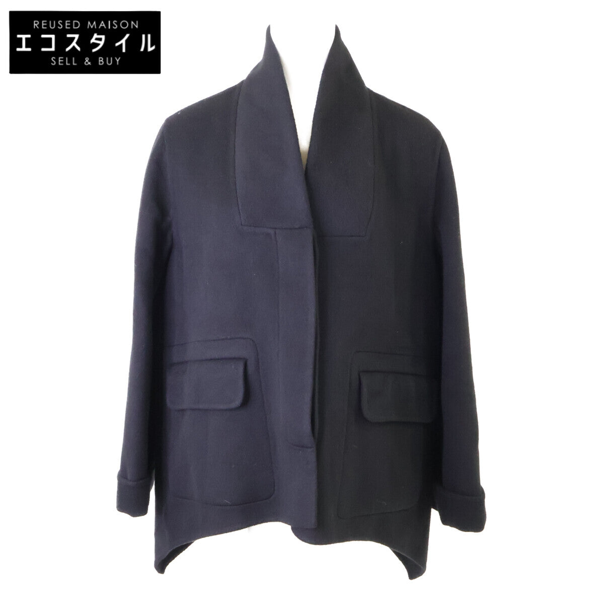 HERMES エルメス 美品 国内正規 ダブルフェイス カシミヤ オーバーサイズ ショートコート ジャケット