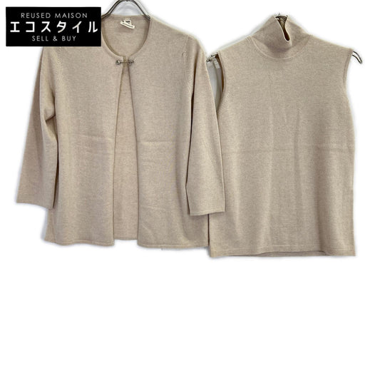 HERMES エルメス ベージュ フック金具 カシミヤ アンサンブル ニット トップス