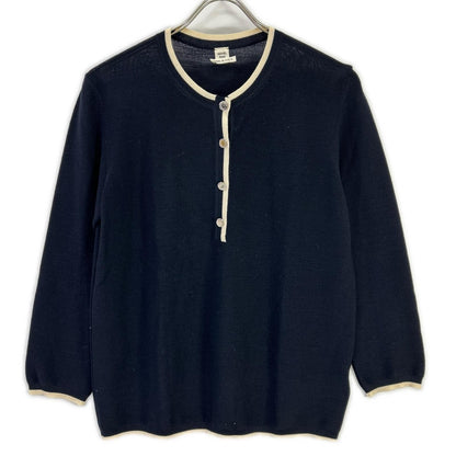 HERMES HERMES Navy knit sweater with Sellier buttons top