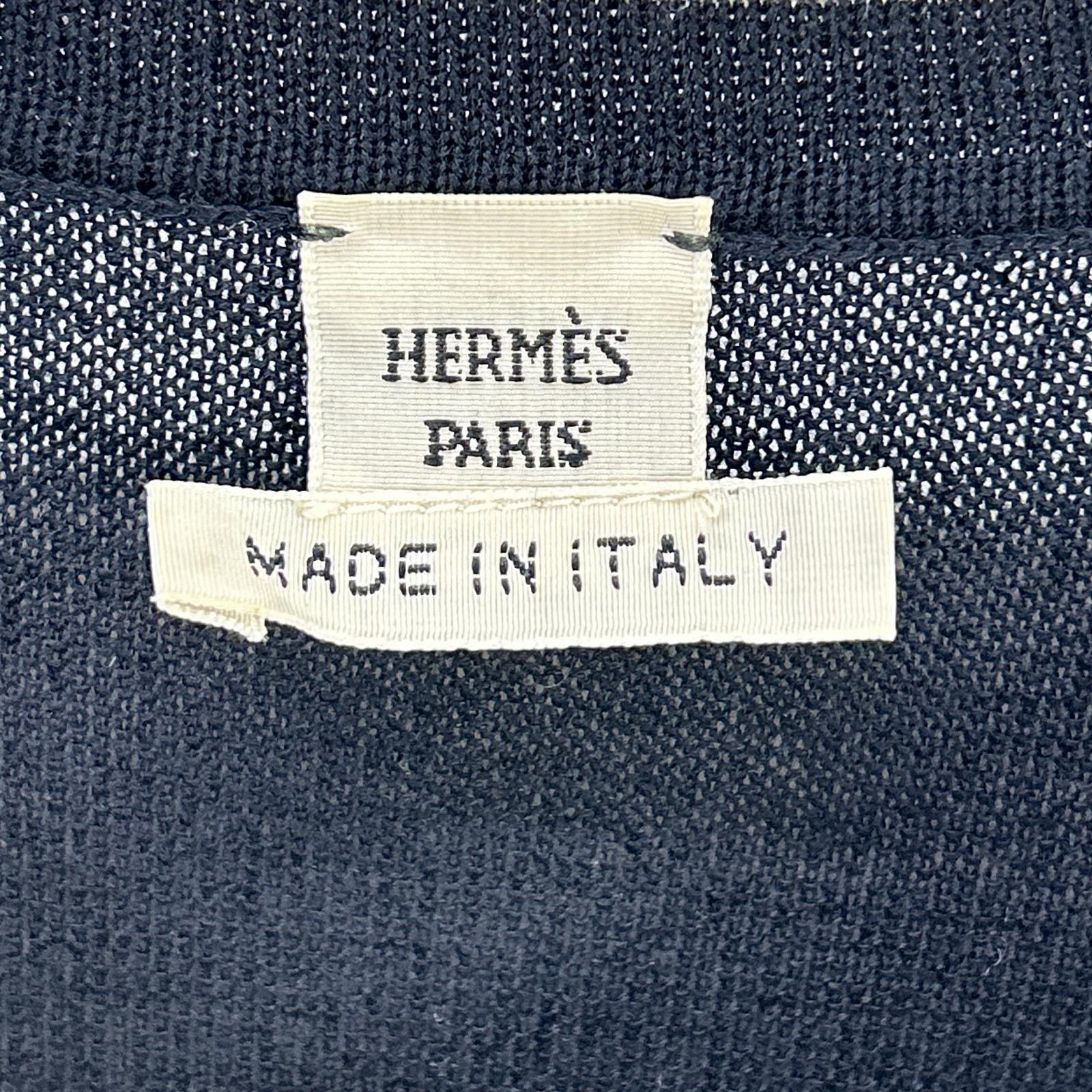 HERMES エルメス ネイビー セリエ釦 ニットセーター トップス