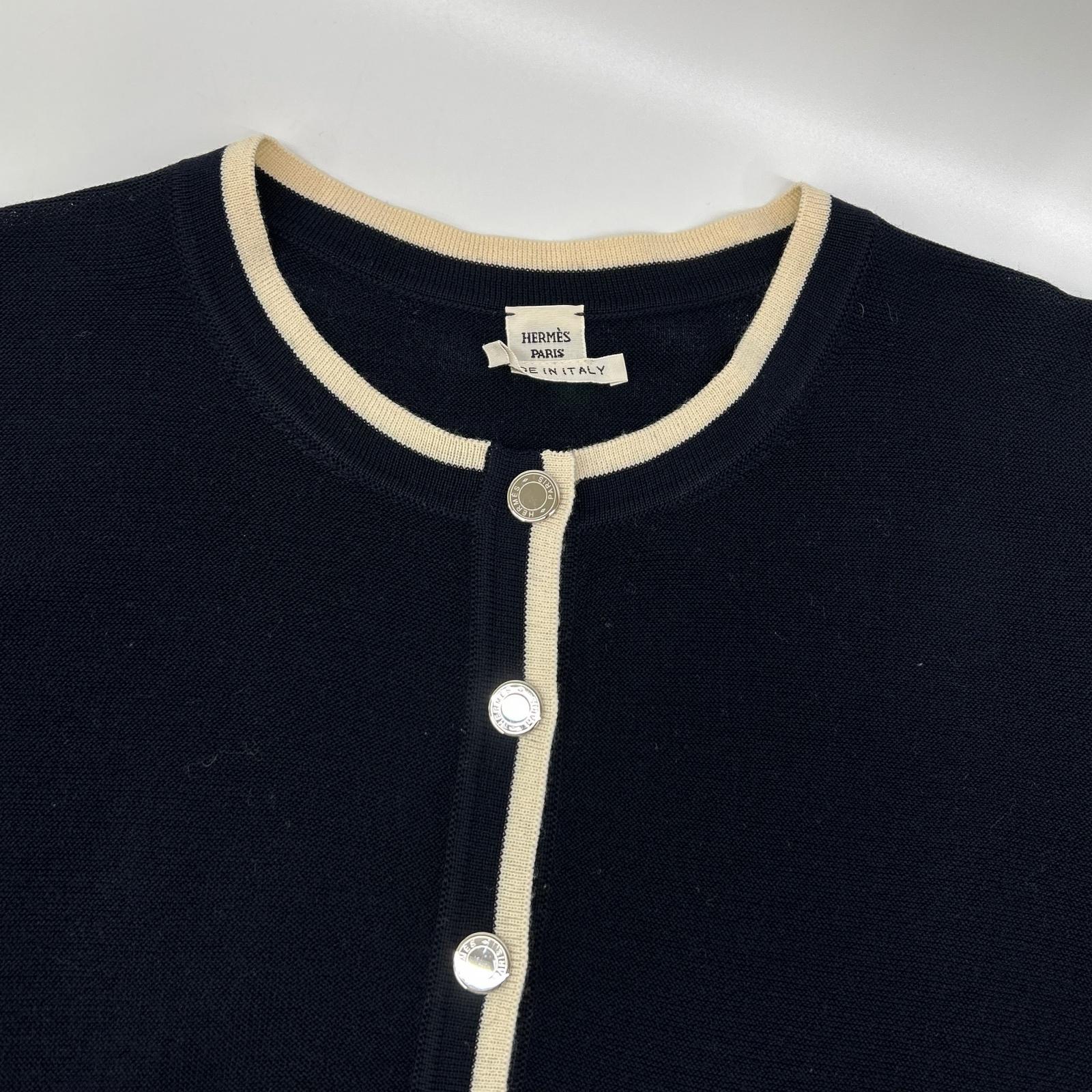 HERMES HERMES Navy knit sweater with Sellier buttons top