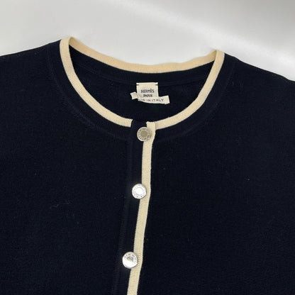 HERMES HERMES Navy knit sweater with Sellier buttons top