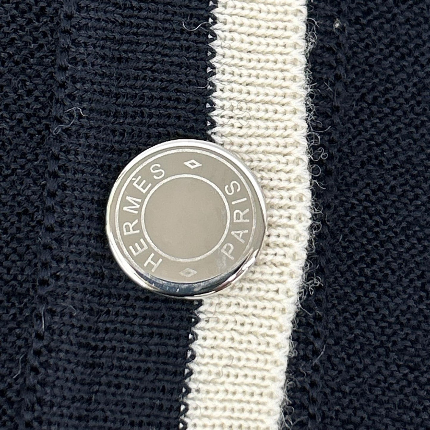 HERMES HERMES Navy knit sweater with Sellier buttons top