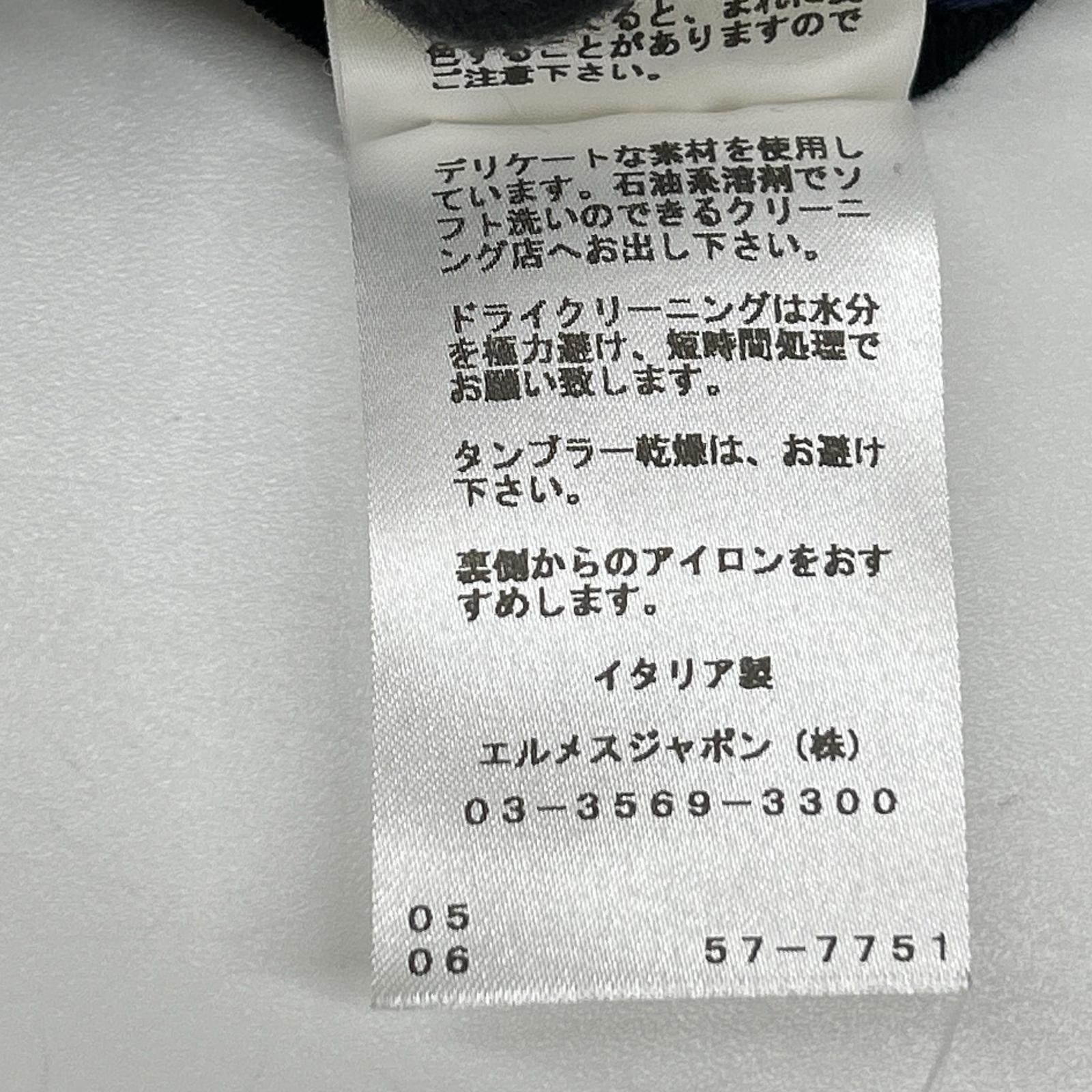 HERMES エルメス ネイビー スカーフ柄 シルク切替 ニット　Eperon d'Or Bandana トップス