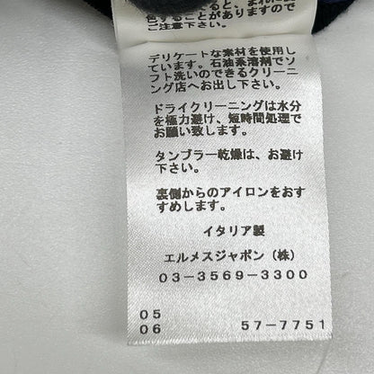 HERMES エルメス ネイビー スカーフ柄 シルク切替 ニット　Eperon d'Or Bandana トップス