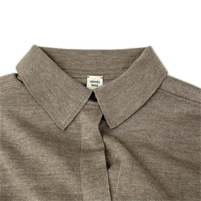 HERMES エルメス カシミヤ×シルク 前ボタン ニット ワンピース ワンピース