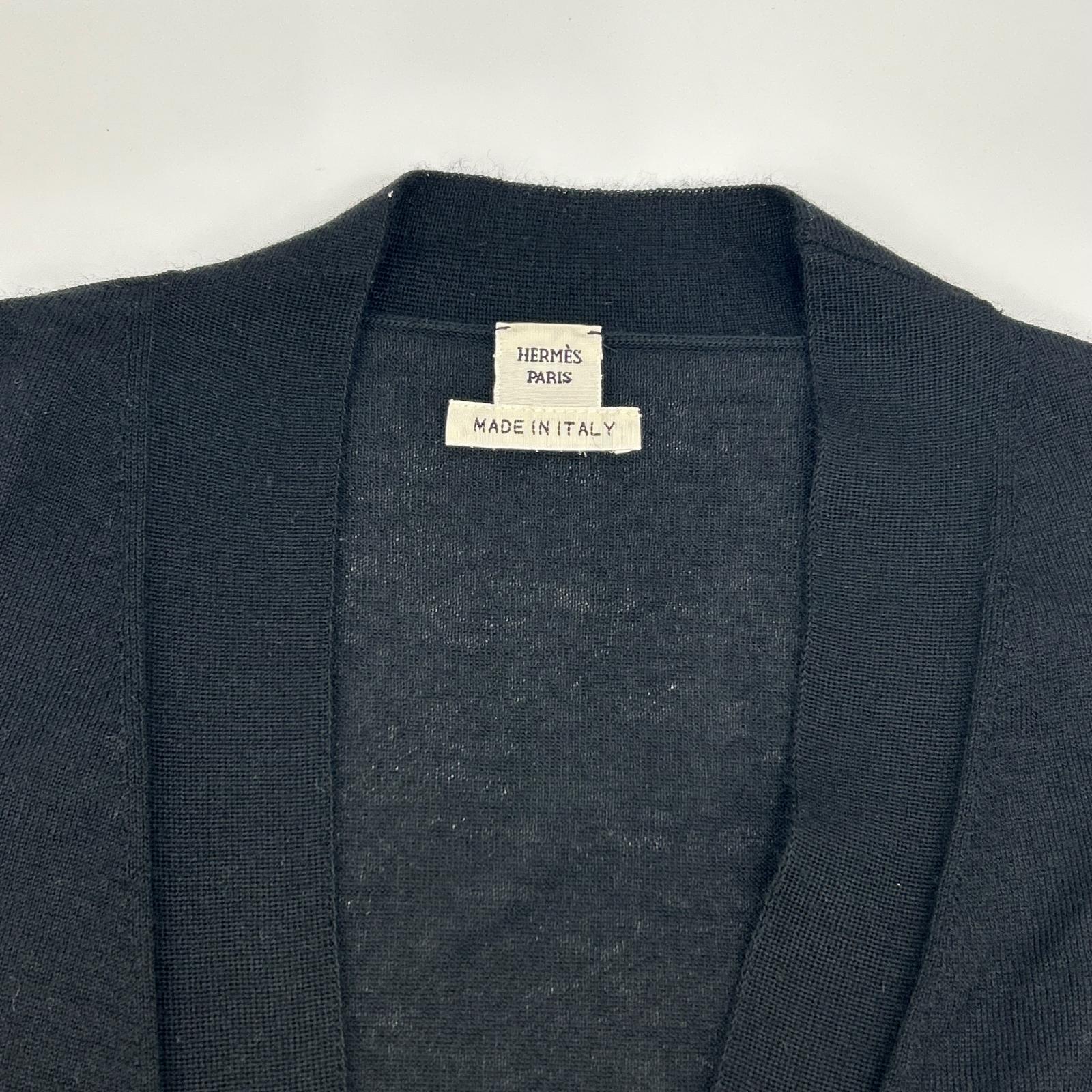 HERMES エルメス ルメール期 ブラック カシミヤ 半袖カーディガン トップス