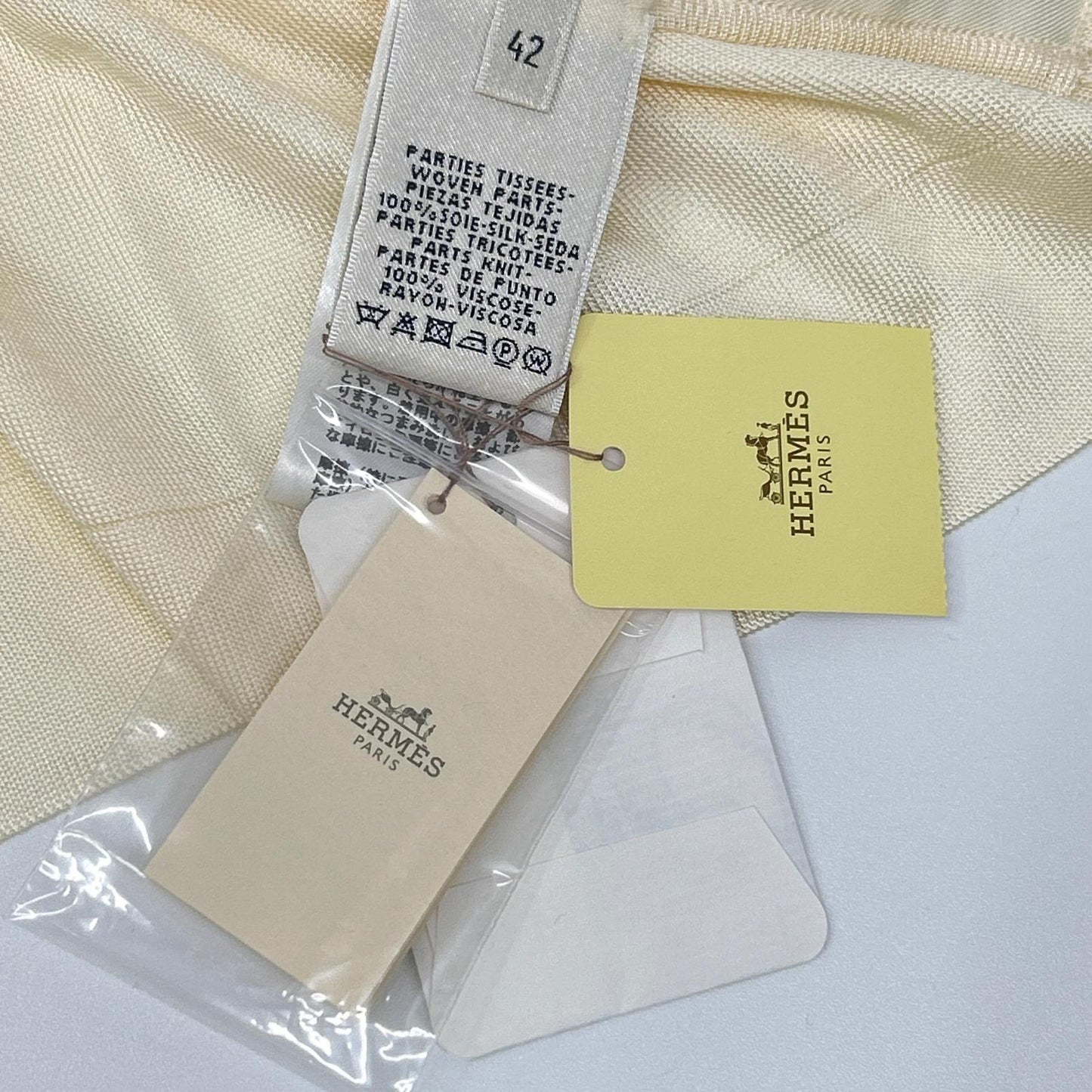 HERMES エルメス スカーフ柄 シルク切替 ニット タグ付き トップス