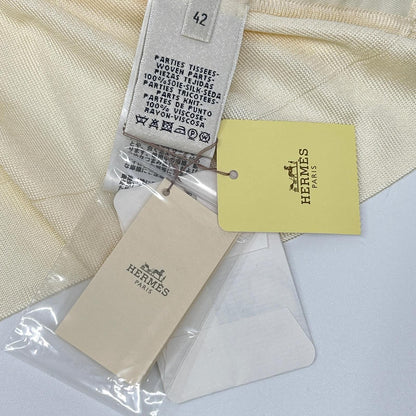 HERMES エルメス スカーフ柄 シルク切替 ニット タグ付き トップス