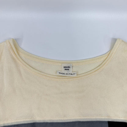 HERMES エルメス スカーフ柄 シルク切替 ニット タグ付き トップス