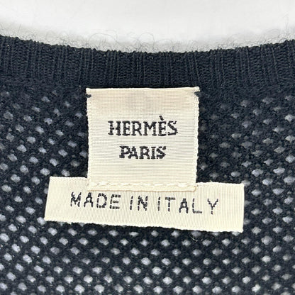 HERMES エルメス ルメール期 ブラック カシミヤ ノースリーブ ニット トップス