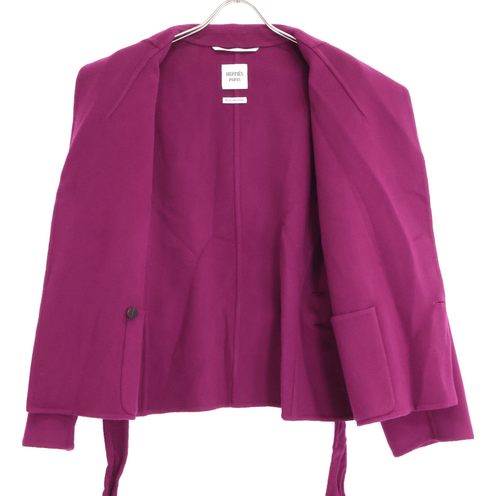 HERMES 100% Cashmere Belted Half Coat