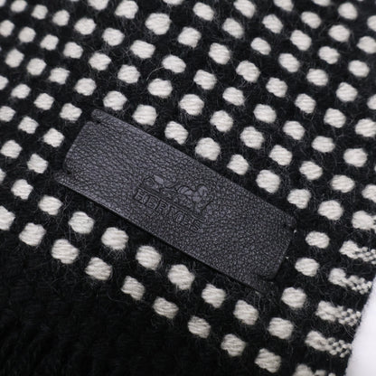 HERMES エルメス レザーロゴパッチ カシミヤ マフラー