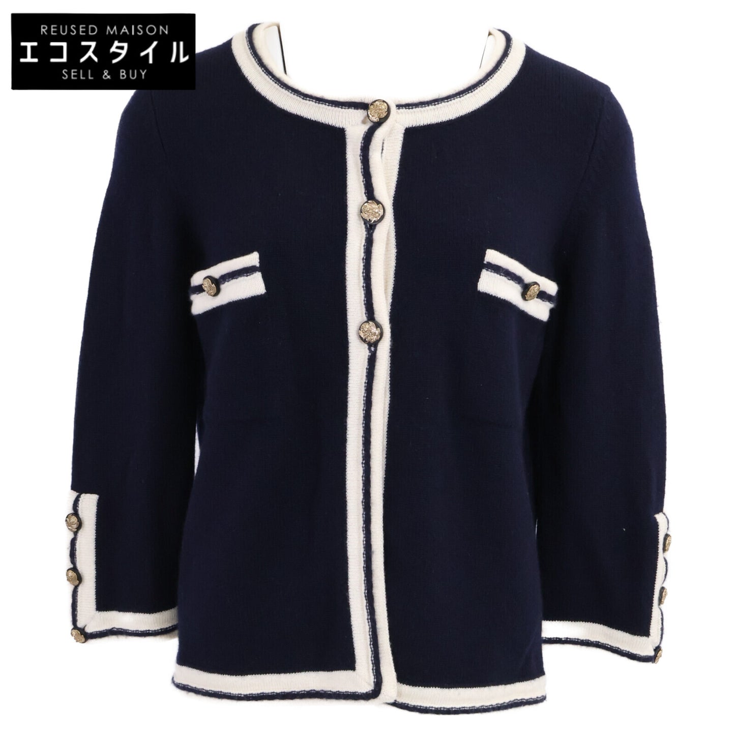 CHANEL シャネル 【国内正規】P37399K02429 ココマーク/獅子ボタン カシミヤ100％ ニットカーディガン トップス
