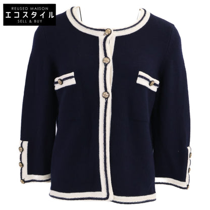 CHANEL シャネル 【国内正規】P37399K02429 ココマーク/獅子ボタン カシミヤ100％ ニットカーディガン トップス
