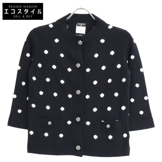 CHANEL シャネル 【国内正規】08A P34287K00935 ドット柄 カシミヤ100％ ニットカーディガン トップス