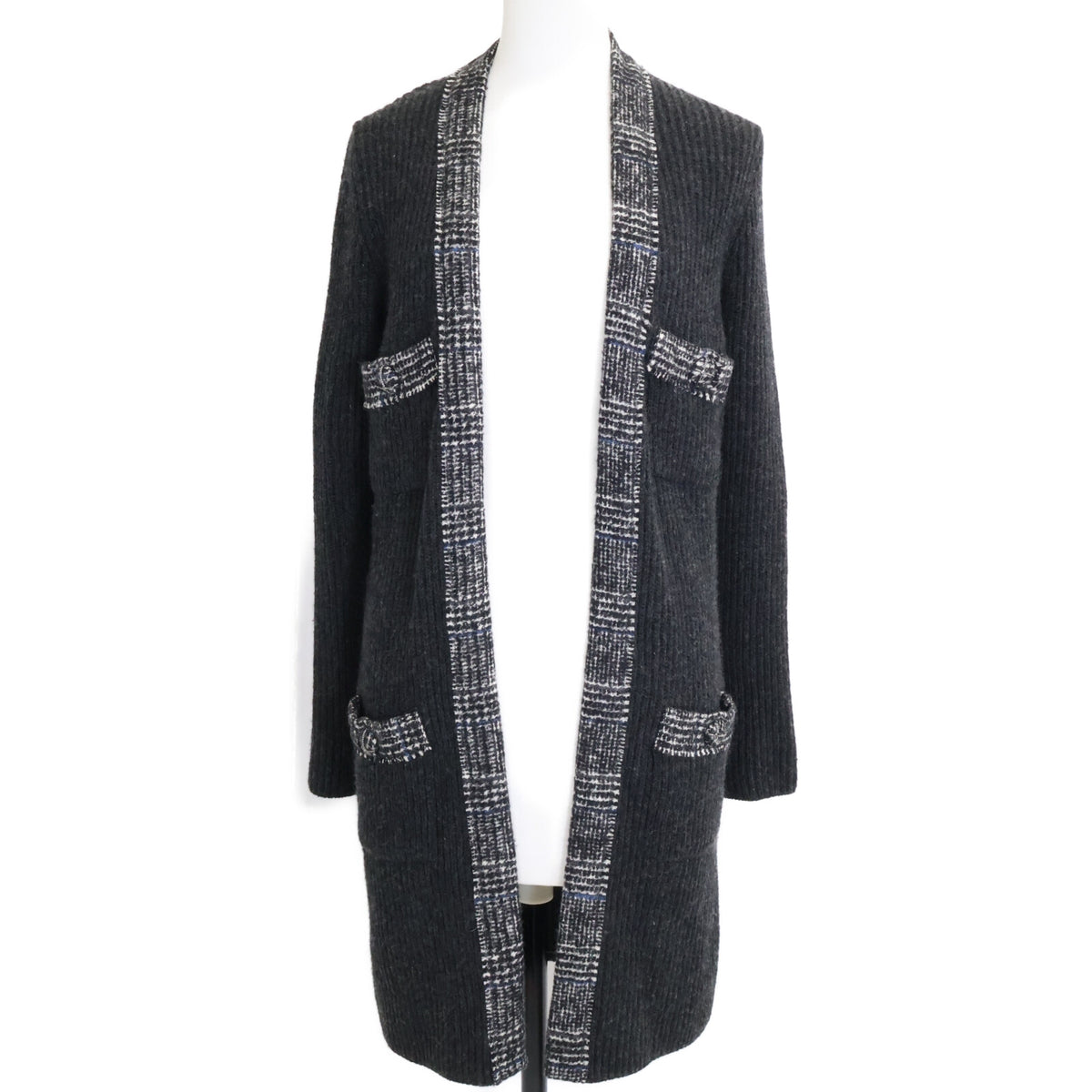 CHANEL excellent condition, authentic domestic item, 07A P31752W04010 cashmere rib-knit long cardigan