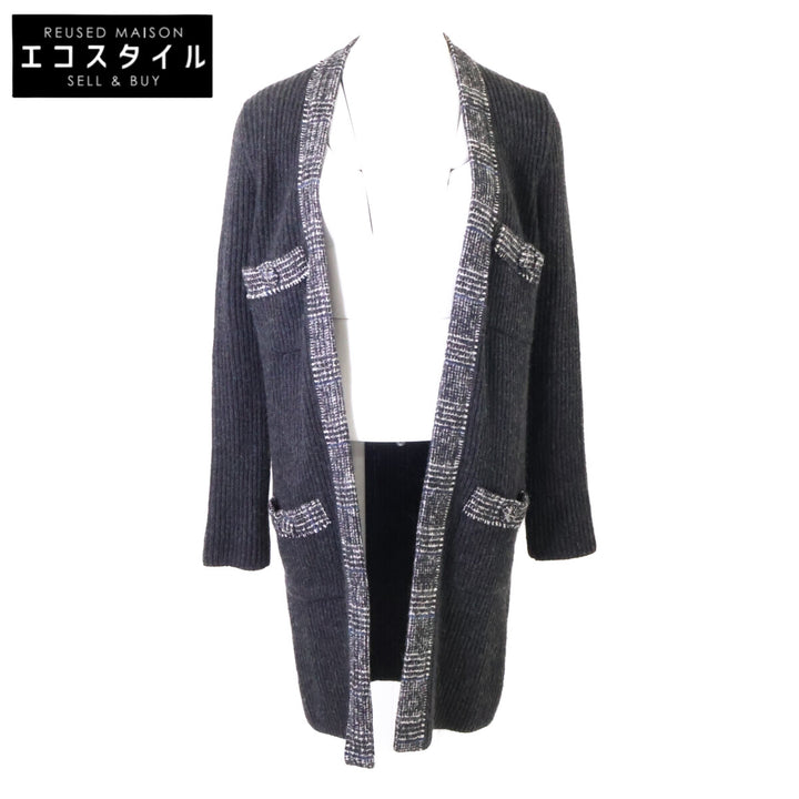 CHANEL シャネル 美品 国内正規 07A P31752W04010 カシミヤ リブニット ロングカーディガン トップス
