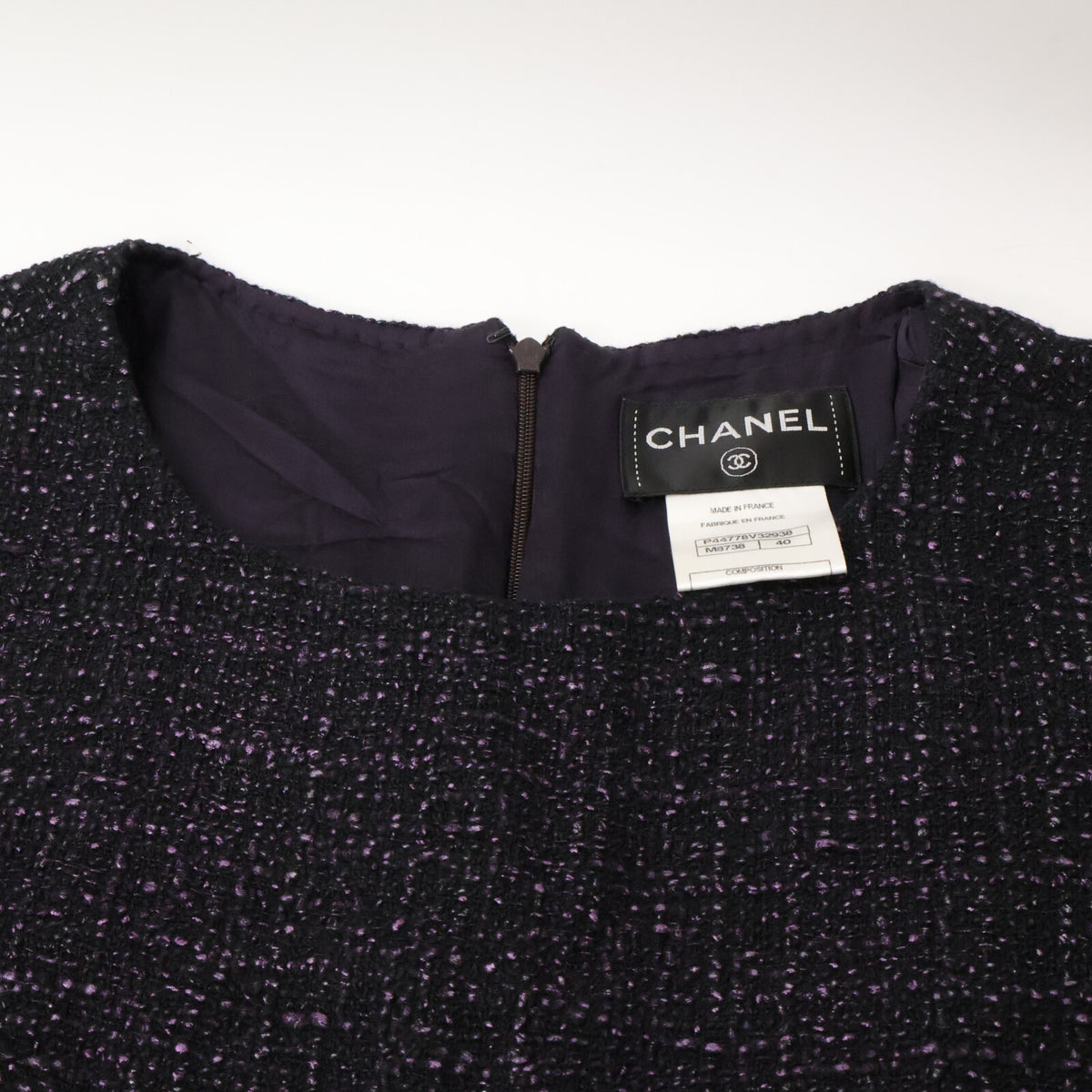 CHANEL シャネル 【美品】P44778V32938 ツイード 半袖ミニ ワンピース