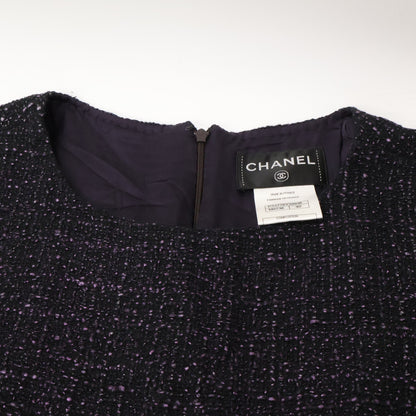 CHANEL シャネル 【美品】P44778V32938 ツイード 半袖ミニ ワンピース